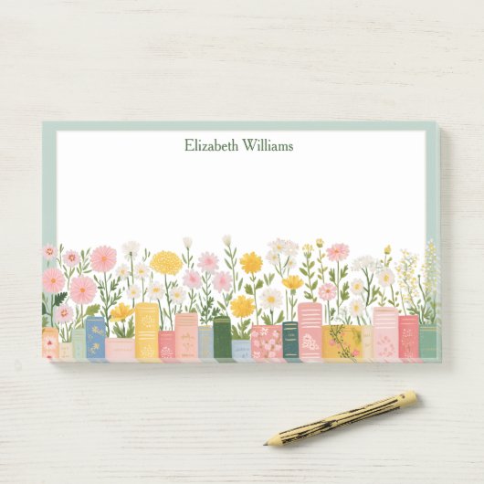 Mooie Bloemen en Boeken Post-it® Notes (Op bureau)