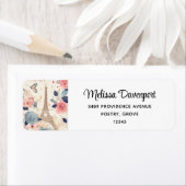 Mooie bloemen en Eiffeltoren Parijs Adres Etiket (Insitu)