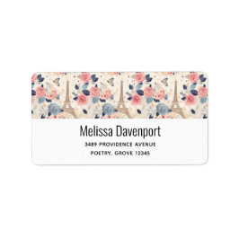 Mooie bloemen en Eiffeltoren Parijs Adres Etiket