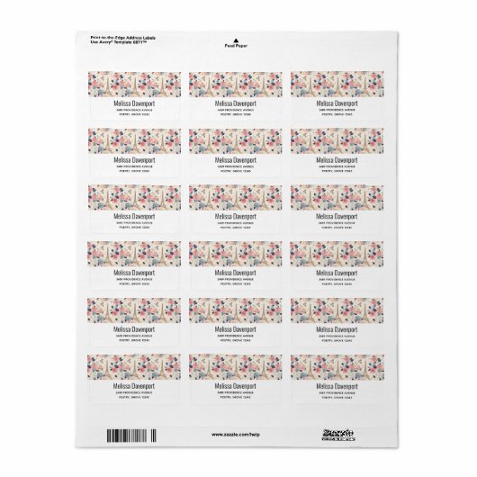 Mooie bloemen en Eiffeltoren Parijs Adres Etiket (Full Sheet)