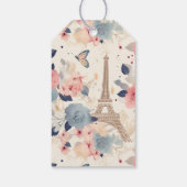 Mooie bloemen en Eiffeltoren Parijs Dank u Cadeaulabel (Achterkant)