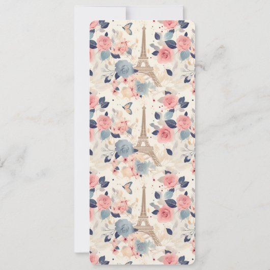 Mooie bloemen en Eiffeltoren Parijs Kaart (Achterkant)