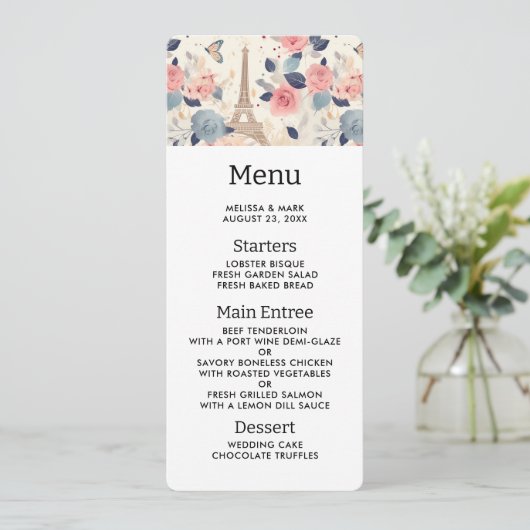 Mooie bloemen en Eiffeltoren Parijs Kaart (Staand voorkant)