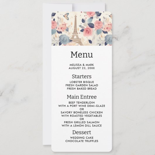 Mooie bloemen en Eiffeltoren Parijs Kaart (Voorkant)