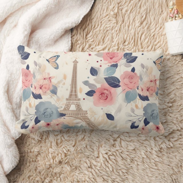 Mooie bloemen en Eiffeltoren Parijs Kussen (Deken)