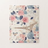 Mooie bloemen en Eiffeltoren Parijs Legpuzzel (Verticaal)