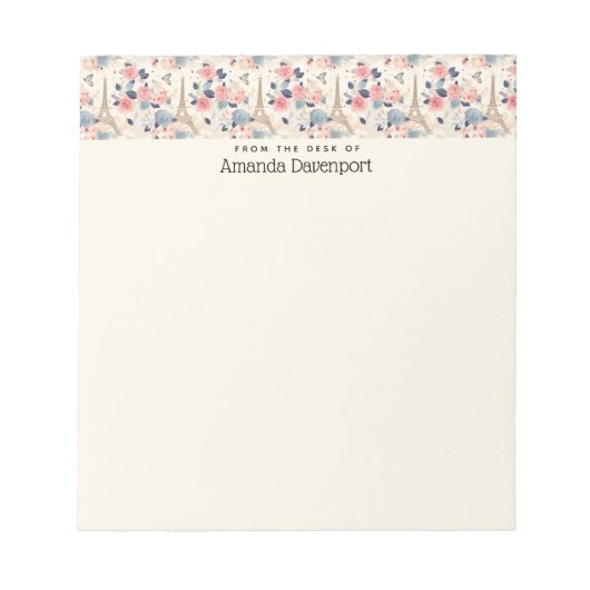 Mooie bloemen en Eiffeltoren Parijs Notitieblok (Voorkant)