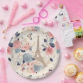 Mooie bloemen en Eiffeltoren Parijs Papieren Bordje (Feest)