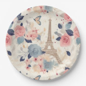 Mooie bloemen en Eiffeltoren Parijs Papieren Bordje (Voorkant)