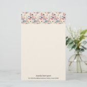Mooie bloemen en Eiffeltoren Parijs Patroon Briefpapier (Staand voorkant)