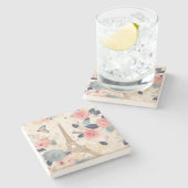 Mooie bloemen en Eiffeltoren Parijs Stenen Onderzetter (Zijkant)