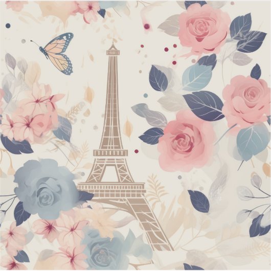 Mooie bloemen en Eiffeltoren Parijs Sticker (Voorkant)