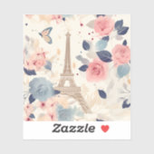 Mooie bloemen en Eiffeltoren Parijs Sticker (Vel)
