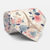 Mooie bloemen en Eiffeltoren Parijs Stropdas (Opgerold)