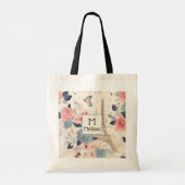 Mooie bloemen en Eiffeltoren Parijs Tote Bag (Achterkant)