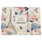 Mooie bloemen en Eiffeltoren Parijs Verjaardag Groot Cadeauzakje (Voorkant)