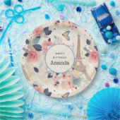 Mooie bloemen en Eiffeltoren Parijs Verjaardag Papieren Bordje (Feest)