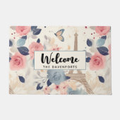 Mooie bloemen en Eiffeltoren Parijs Welkom Deurmat (Voorkant)