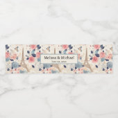 Mooie Bloemen en Eiffeltoren Paris Bruiloft Waterfles Etiket (Enkel label)