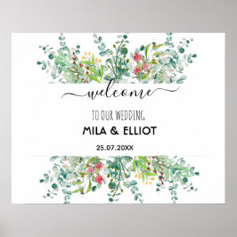 Mooie bloemen en eucalyptus poster