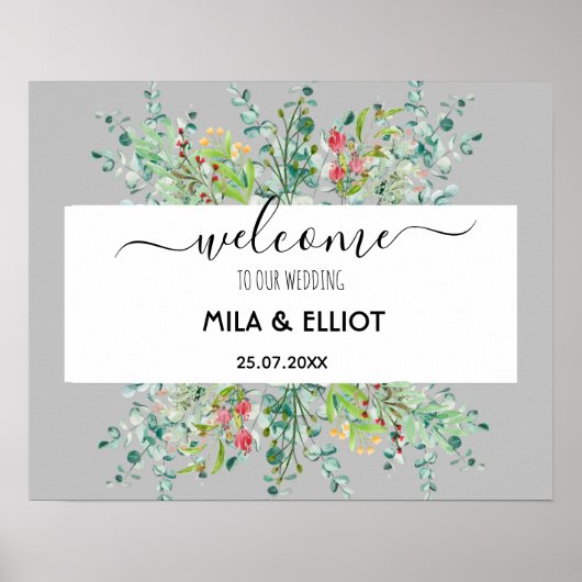 Mooie bloemen en eucalyptusposter poster (Voorkant)