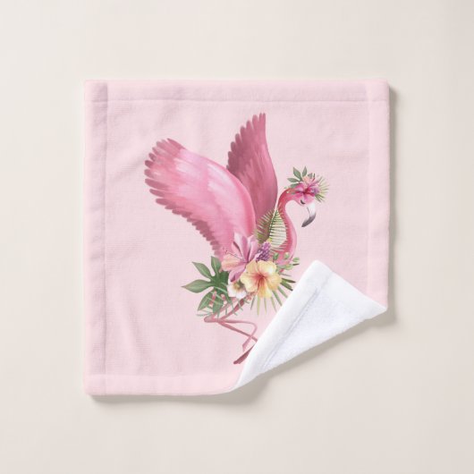 Mooie bloemen en flamingo bad handdoek (Wasdoekje)