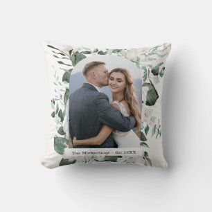 Mooie Bloemen en Groen Fotoboog bruiloft Kussen