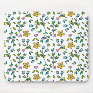Mooie Bloemen en Hartjes Licht Patroon Muismat