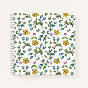 Mooie Bloemen en Hartjes Licht Patroon Notitieboek
