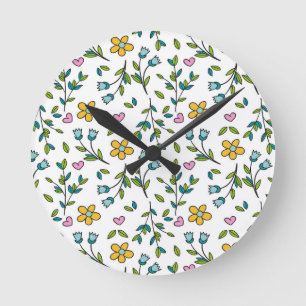 Mooie Bloemen en Hartjes Licht Patroon Ronde Klok