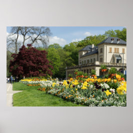 Mooie bloemen en huis poster