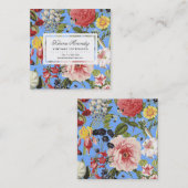 Mooie bloemen en insecten tuinblauw vierkante visitekaartje (Voorkant / Achterkant)
