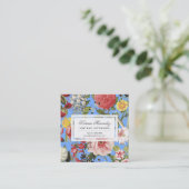 Mooie bloemen en insecten tuinblauw vierkante visitekaartje (Staand voorkant)