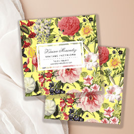 Mooie bloemen en insecten vierkante visitekaartje