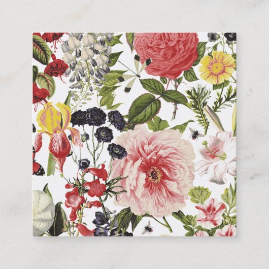 Mooie bloemen en insecten vierkante visitekaartje (Achterkant)