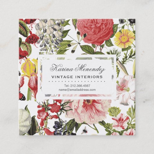 Mooie bloemen en insecten vierkante visitekaartje (Voorkant)