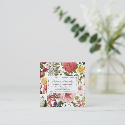 Mooie bloemen en insecten vierkante visitekaartje (Staand voorkant)