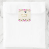 Mooie bloemen en kolibrie Dank je wel Vierkante Sticker (Tas)