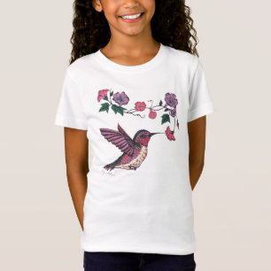 Mooie bloemen en kolibrie t-shirt