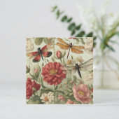 Mooie bloemen en libellen kaart (Staand voorkant)