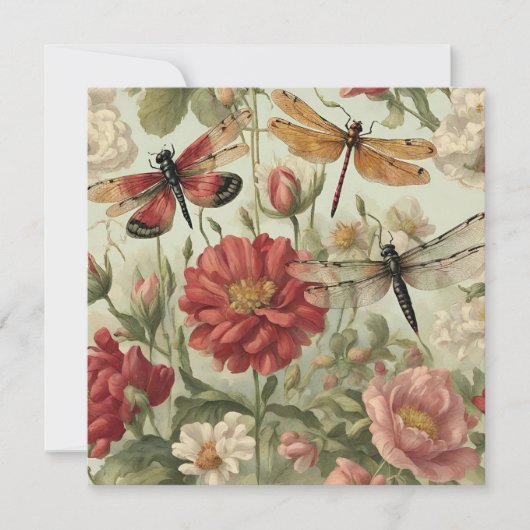 Mooie bloemen en libellen kaart (Voorkant)