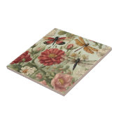 Mooie  bloemen en libellen tegeltje (Zijkant)