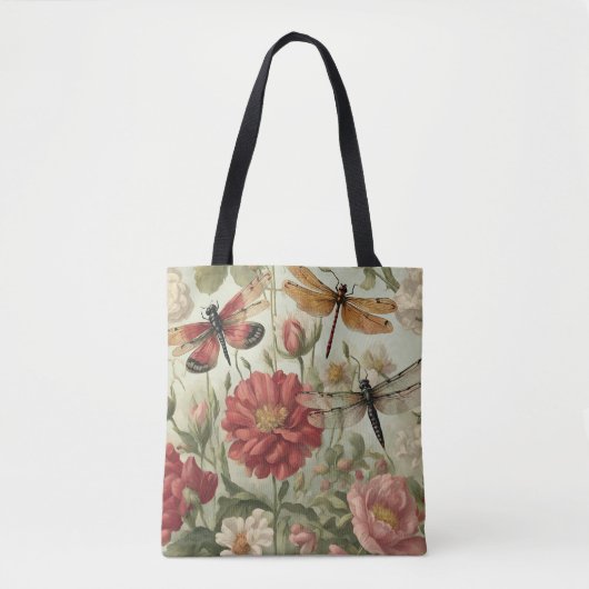 Mooie  bloemen en libellen tote bag (Voorkant)