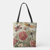 Mooie  bloemen en libellen tote bag (Achterkant)
