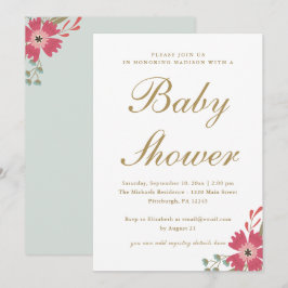 Mooie Bloemen en Mintgroene Baby Shower Kaart