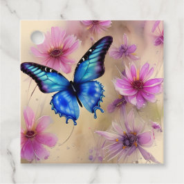 Mooie bloemen en vlinder bedankjes labels