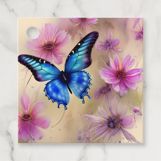 Mooie bloemen en vlinder bedankjes labels (Voorkant)