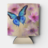 Mooie bloemen en vlinder blikjeskoeler (Voorkant)
