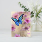 Mooie bloemen en vlinder briefkaart (Staand voorkant)