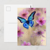 Mooie bloemen en vlinder briefkaart (Voorkant / Achterkant)